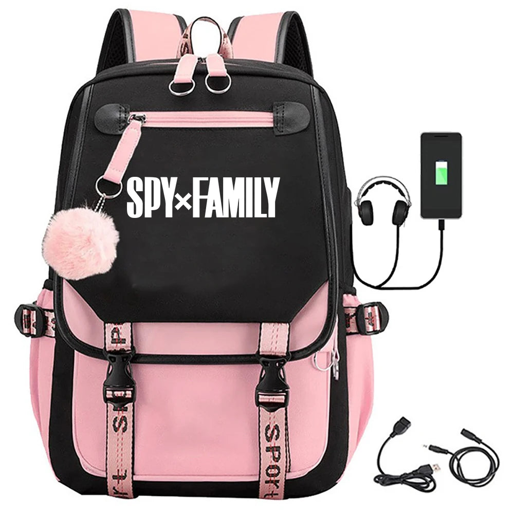 Spy X Family: Backpack Teenager Casual Street USB Yor And Loid Rucksack Large Capacity Cute Kawaii Girls Backpack School Bags