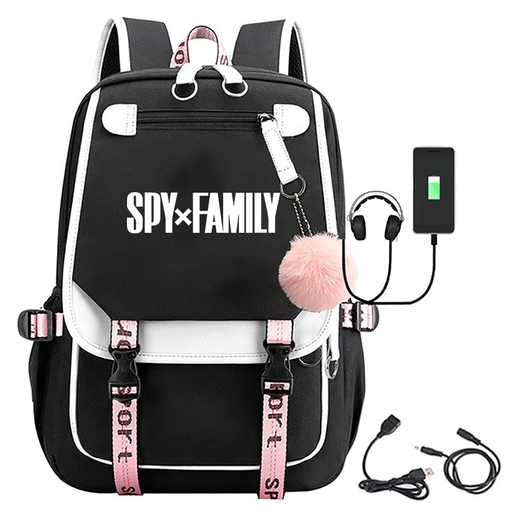 Spy X Family: Backpack Teenager Casual Street USB Yor And Loid Rucksack Large Capacity Cute Kawaii Girls Backpack School Bags