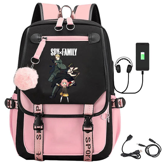 Spy X Family: Backpack Teenager Casual Street USB Yor And Loid Rucksack Large Capacity Cute Kawaii Girls Backpack School Bags