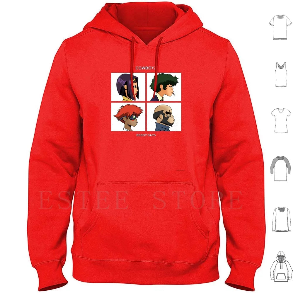 Cowboy Bebop: Days Hoodies Long Sleeve Music Anime Album Art Pop Culture Geek Nerd Cartoon Parody Mashup Team Group Cowboys