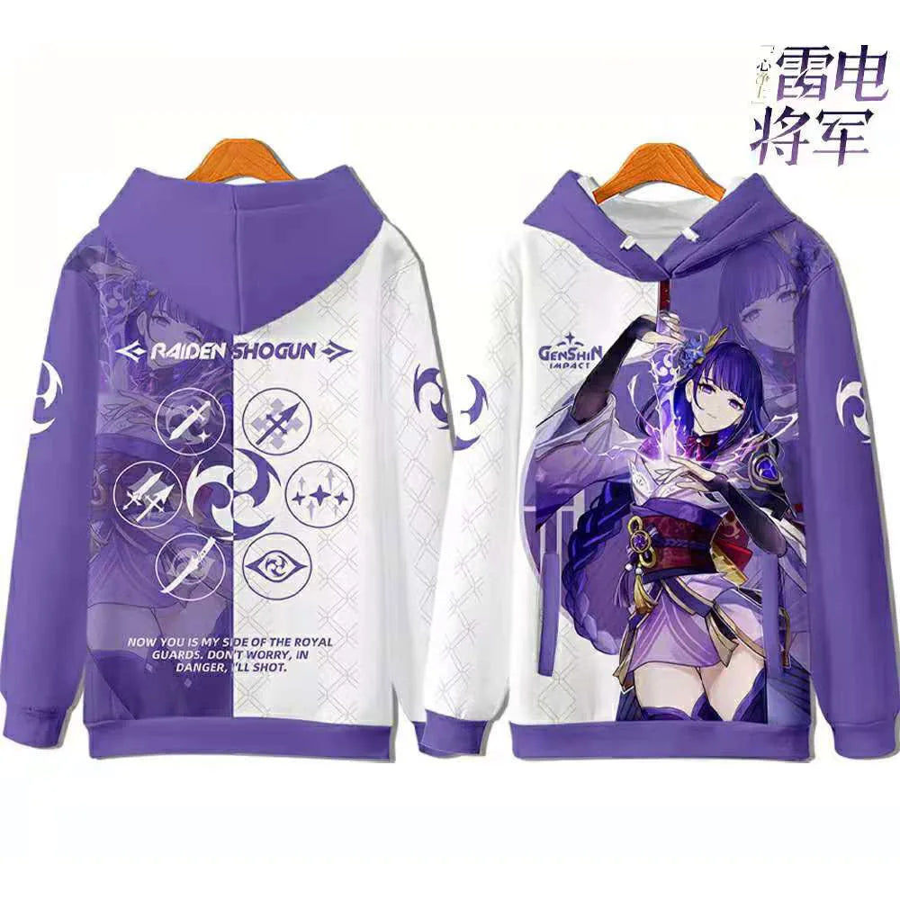 Genshin Impact: Raiden Shogun 3D Printed Men Women Hoodies Streetwear Fashion Pullover Harajuku Oversized Hoodie Clothing