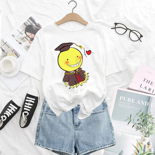 Assassination Classroom: Print T Shirt Funny Harajuku Tshirt Short Sleeve White T-Shirt Female Tops Tees