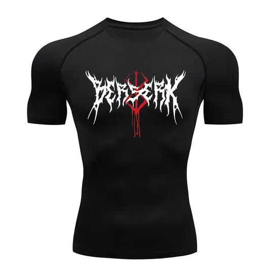 Berserk: Compression T-shirt Men Elastic Tight Sportswear Short-sleeved Gym Bodybuilding Quick-drying Sweatshirt Top S-3XL