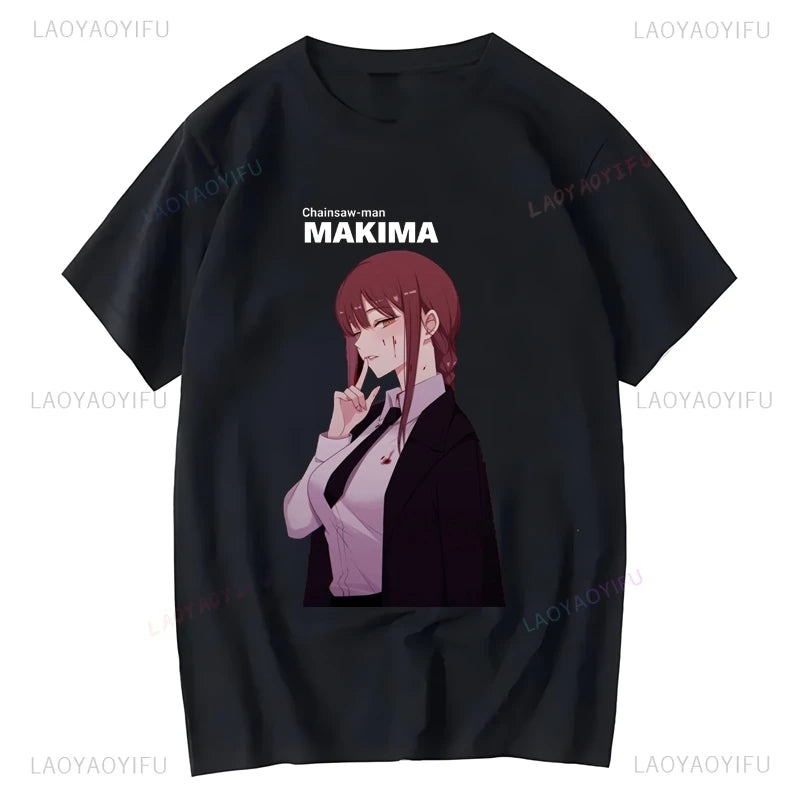 Chainsaw Man: Makima Graphic Printed Top, Unisex Fashion Casual Anime Clothing, Street Daily Top Oversized T-shirt