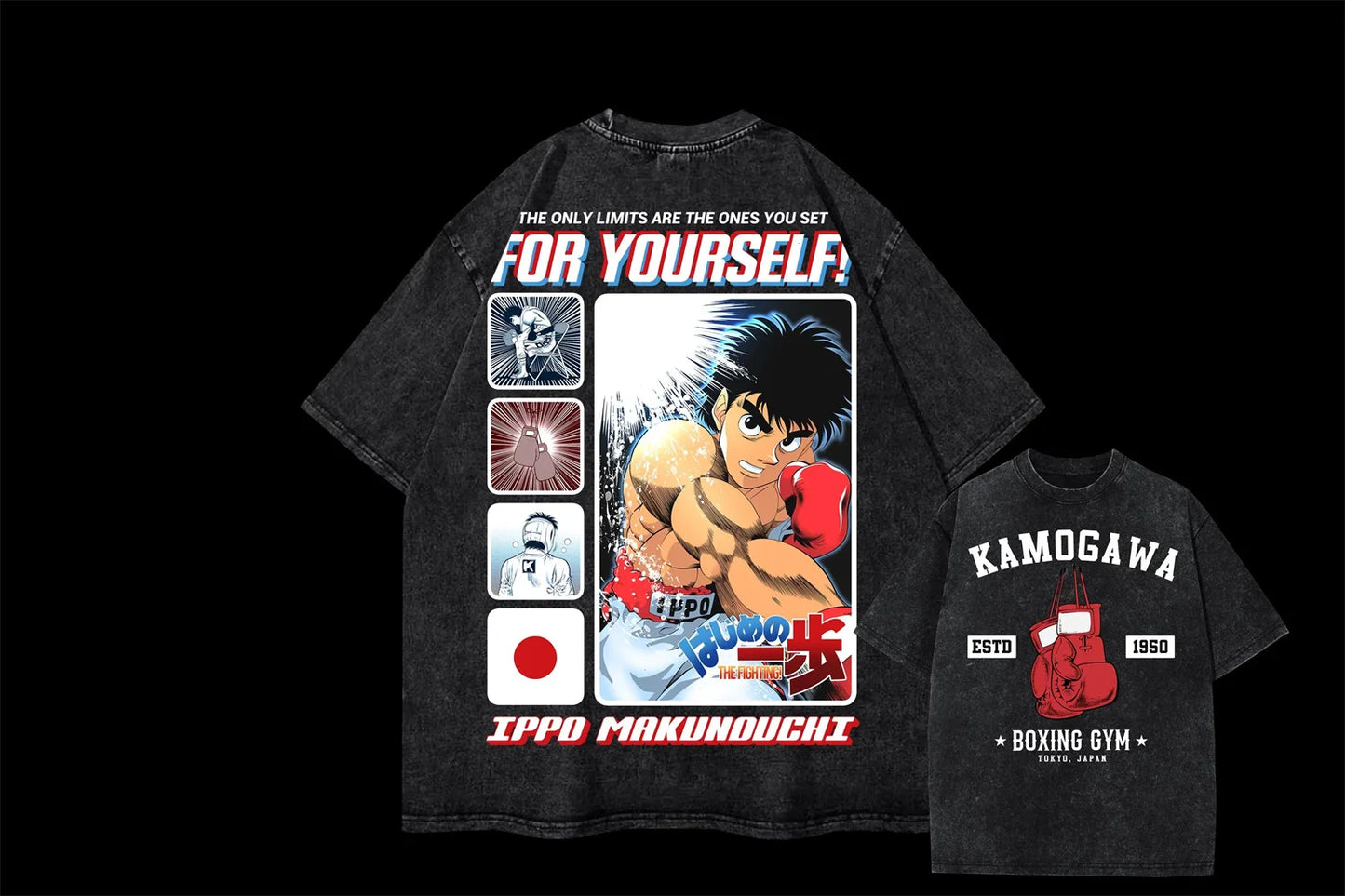 Hajime no Ippo: Vintage T-shirt Men's Washed Cotton Unisex Anime T Shirt Summer Gym Style Y2K Streetwear Men Tops Clothing