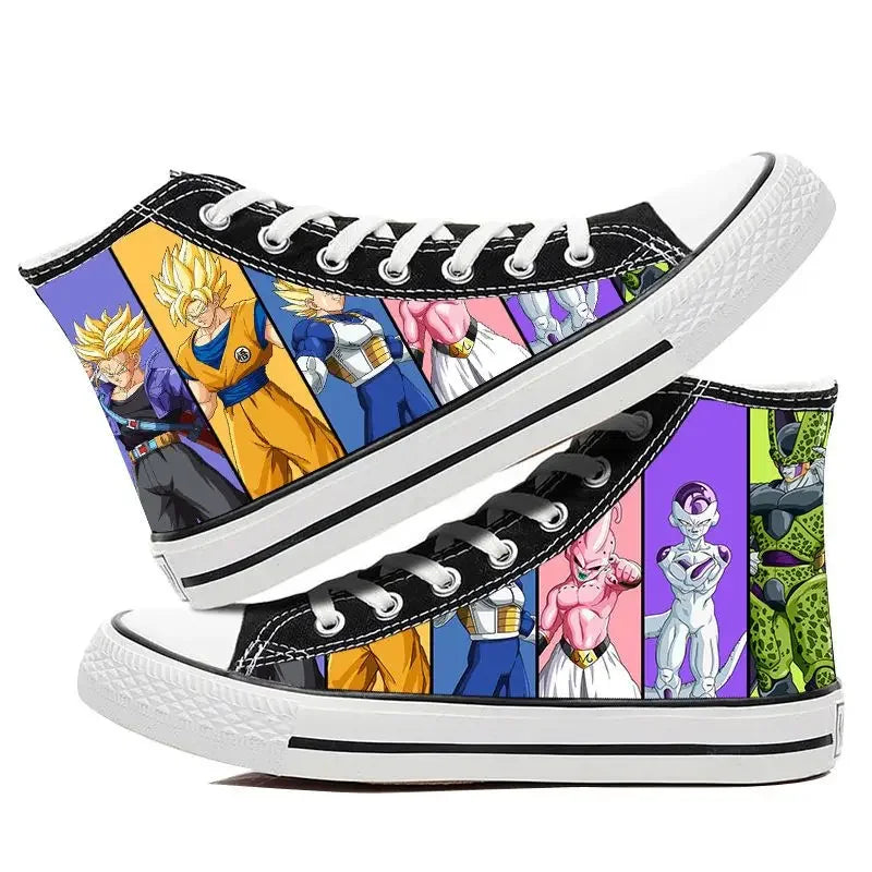 Dragon Ball: Hand-painted graffiti printing men's high-top canvas shoes goku
