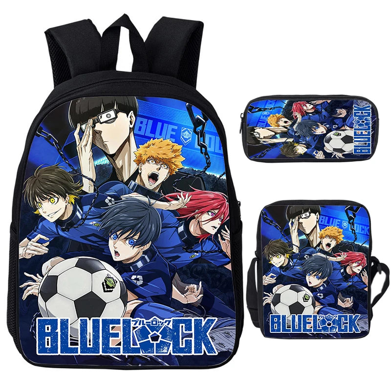 Blue Lock: Isagi Yoichi Backpack Shoulder Bag Pencil Case 3Pcs Set Waterproof Boys Girls Students School Bags Child Bookbag