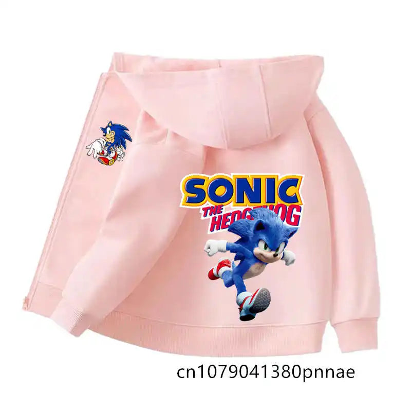 Sonic The Hedgehog: Zipper Hoodie Set Zipper Hoodie Fashion Coat Kids Cartoon Teen Tracksuits Toddler Clothe Sport Suit