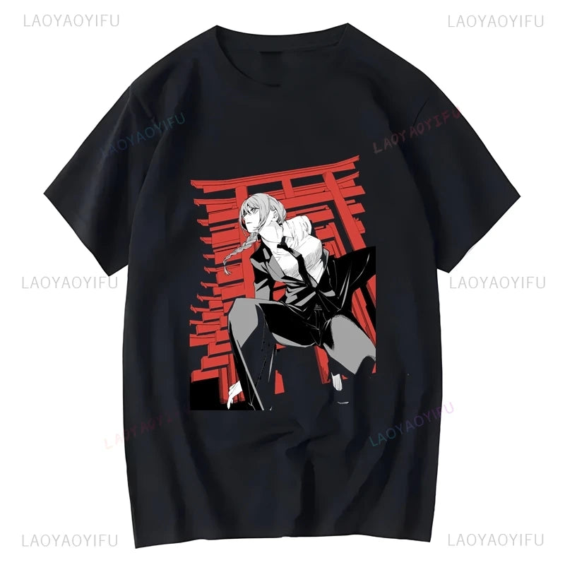 Chainsaw Man: Makima Graphic Printed Top, Unisex Fashion Casual Anime Clothing, Street Daily Top Oversized T-shirt