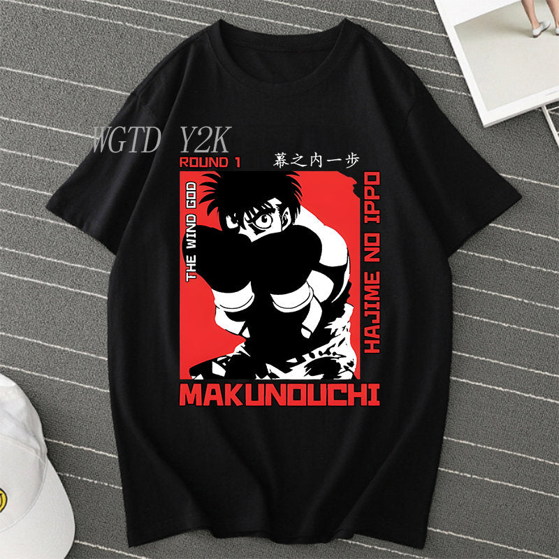 Hajime No Ippo: Kamogawa Boxing Gym T Shirt Men Women Crew Neck Casual Tops Tees Makunouchi Takamura KGB Graphic T-Shirts