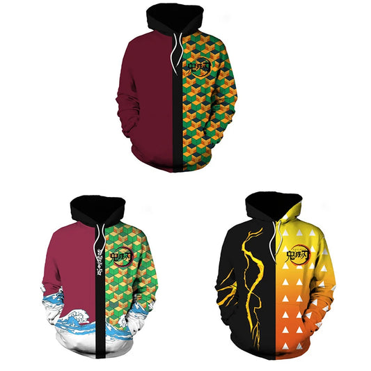 Demon Slaye:r Kimetsu No Yaiba 3D Hoodie Sweatshirts Demon Slayer Agatsuma Zenitsu Tomioka Giyuu Cosplay Men Coat Outfit