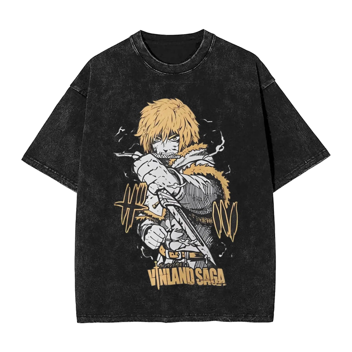Vinland Saga: T Shirt Hip Hop Washed 100% Cotton Oversize T-Shirts Streetwear Summer Tee Shirt