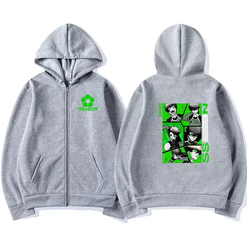 Blue Lock: Kunigami Rensuke Men Zipper Hoodie Spring Autumn Women Sweatshirt 2025 New Cartoon Anime Couple Jackets Coat