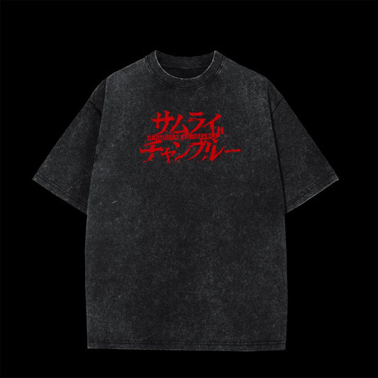 Samurai Champloo: Mugen Graphic Retro T Shirt Summer Y2K Streetwear Washed Cotton Men Tops Clothing