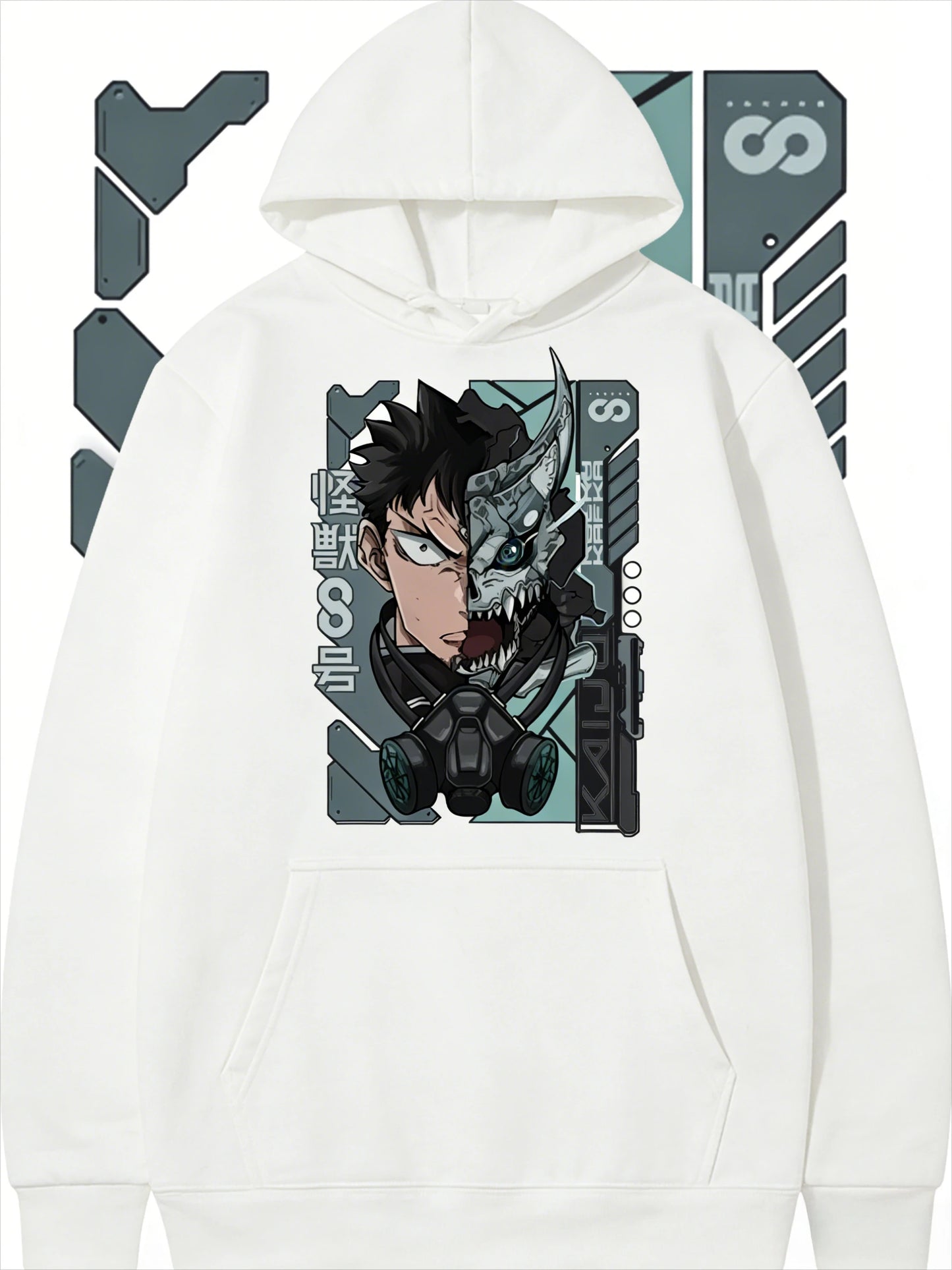 Kaiju No. 8: Anime Graphic Print Hoodie, Unisex Casual Harajuku Hip Hop Y2K Style Long Sleeve Pullover Hooded Sweatshirt