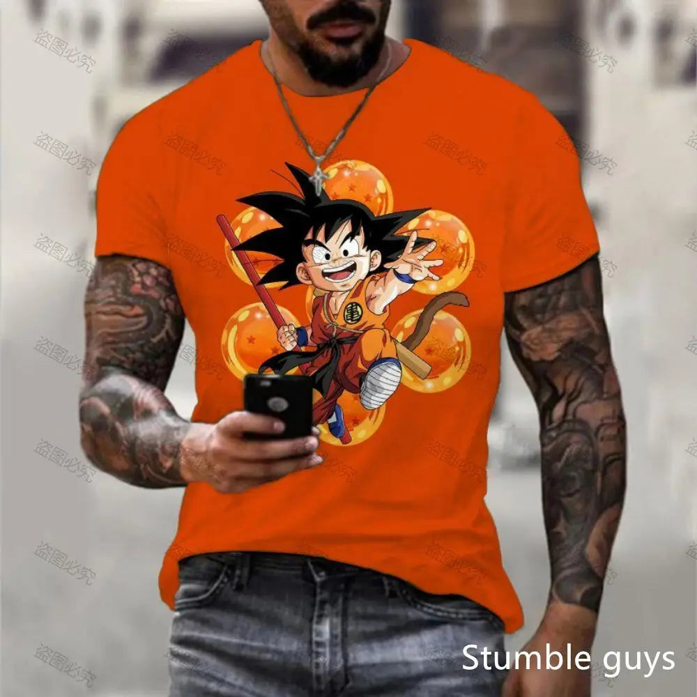Dragon Ball: Men's 3D Printed Cartoon Tshirt Anime Z Tshirt Summer Harajuku Men Goku Clothes Super Saiya Short Sleeve T-shirt