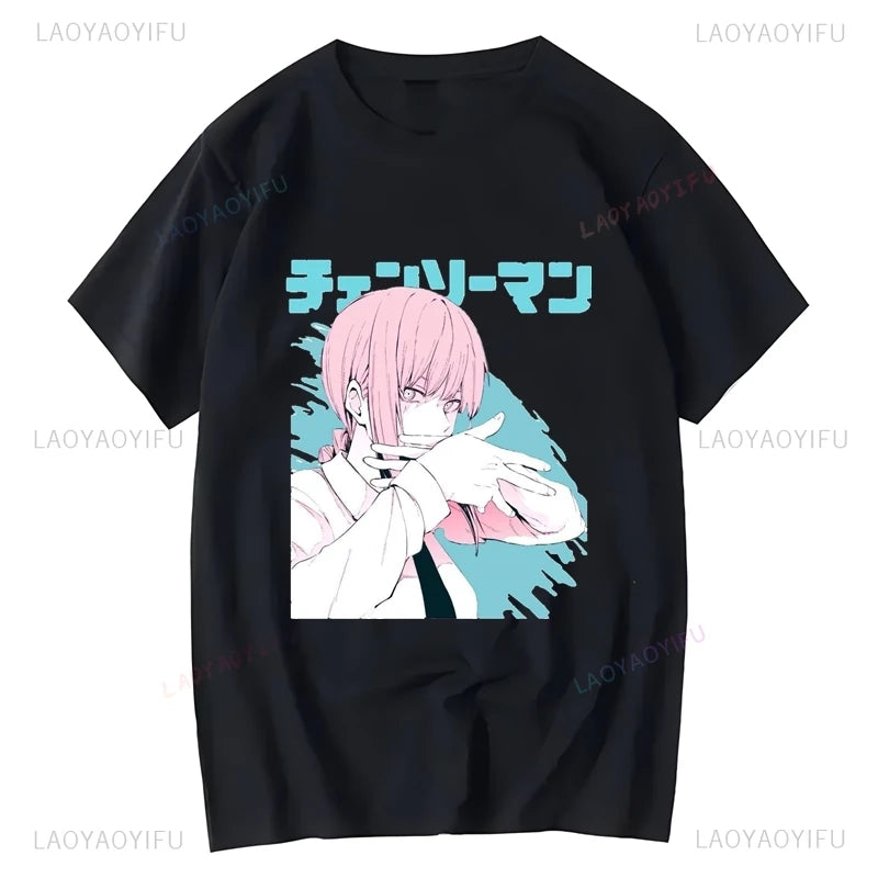 Chainsaw Man: Makima Graphic Printed Top, Unisex Fashion Casual Anime Clothing, Street Daily Top Oversized T-shirt
