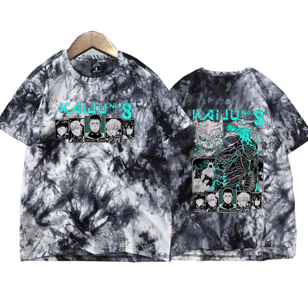 Kaiju No 8: Tie Dye Shirt Unisex Round Neck Short Sleeve Shirt Fans Gift Tee
