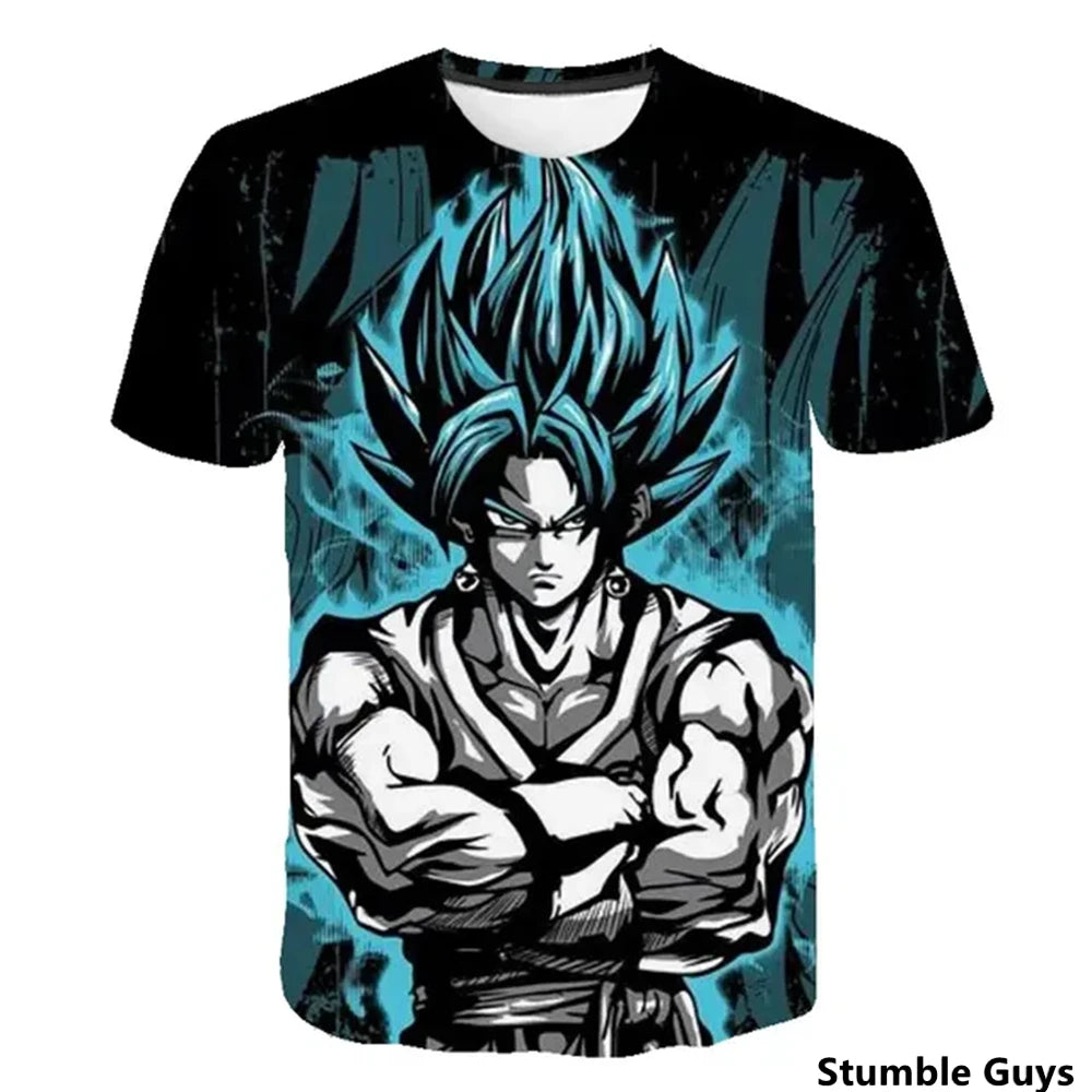 Dragon Ball: Men's 3D Printed Cartoon Tshirt Anime Z Tshirt Summer Harajuku Men Goku Clothes Super Saiya Short Sleeve T-shirt