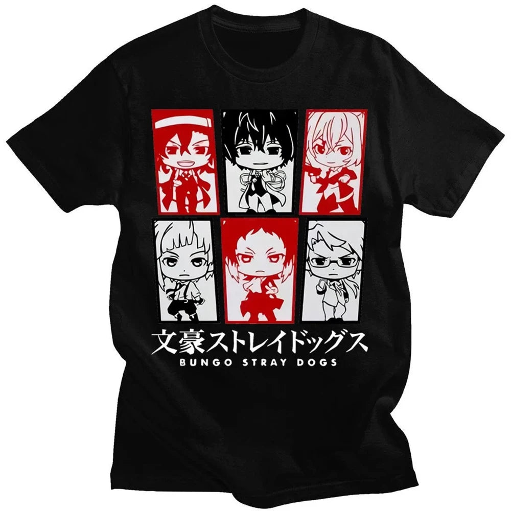 Bungo Stray Dogs: Short Sleeve Anime Men T Shirt Punk High Street T-shirt Tops