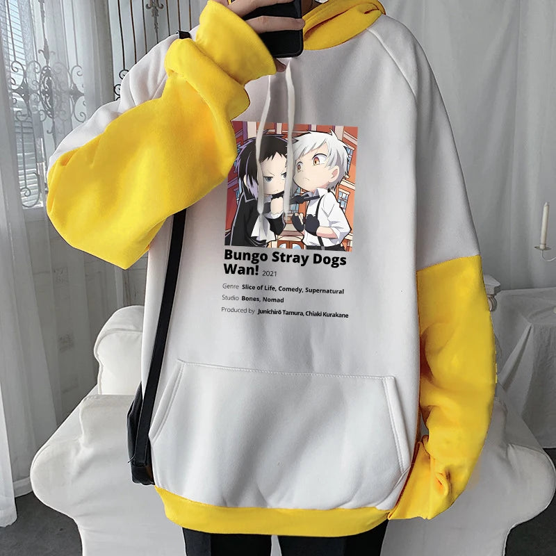Bungo Stray Dogs: Nakajima Atsushi Hoodies Kawaii Appliques Patchwork Pullover