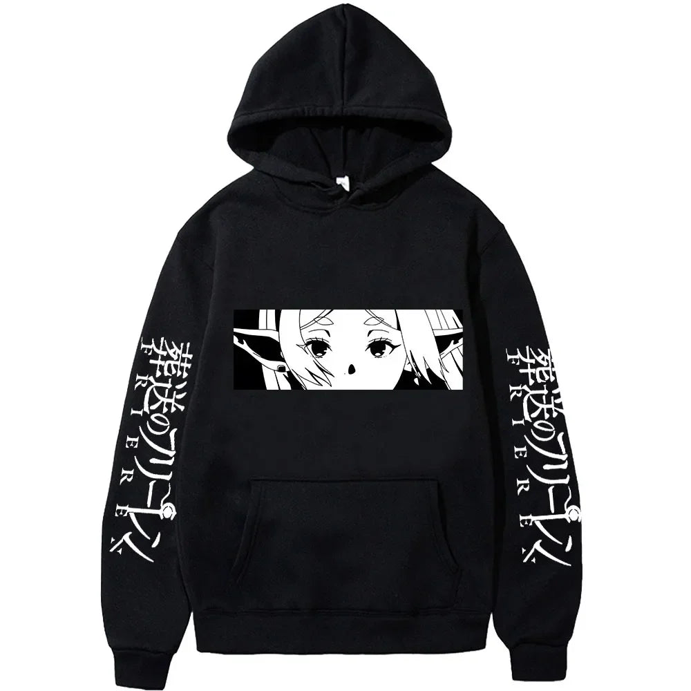Frieren: Beyond Journey's End Women Sweatshirts Frieren Eyes Printed Hoodies Plus Size Long Sleeve Casual Pullovers