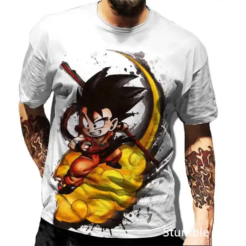 Dragon Ball: Men's 3D Printed Cartoon Tshirt Anime Z Tshirt Summer Harajuku Men Goku Clothes Super Saiya Short Sleeve T-shirt