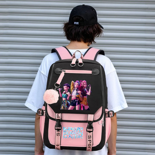 K-Pop Demon Hunters - Bookbag Student Anime Kawaii School Bags USB Charging Backpack Teenagers Large Capacity Slayer Rucksack