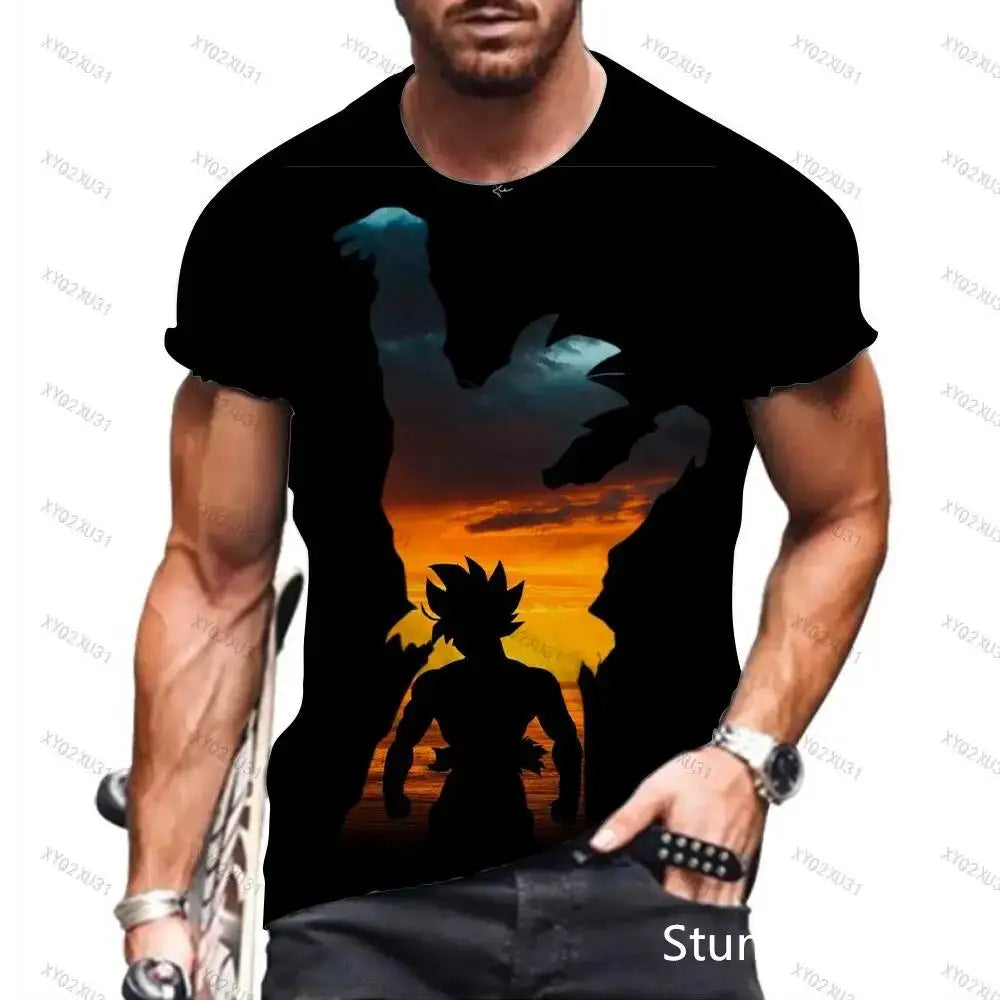 Dragon Ball: Men's 3D Printed Cartoon Tshirt Anime Z Tshirt Summer Harajuku Men Goku Clothes Super Saiya Short Sleeve T-shirt
