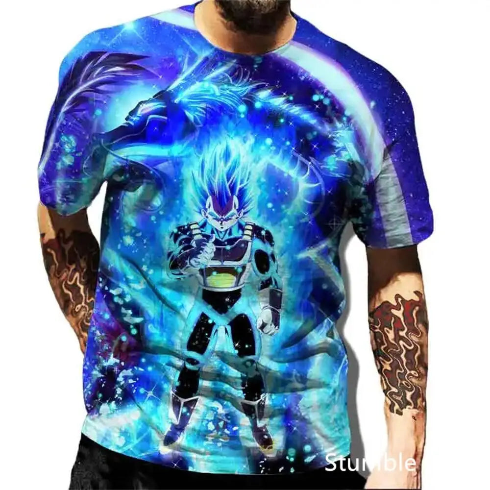 Dragon Ball: Men's 3D Printed Cartoon Tshirt Anime Z Tshirt Summer Harajuku Men Goku Clothes Super Saiya Short Sleeve T-shirt