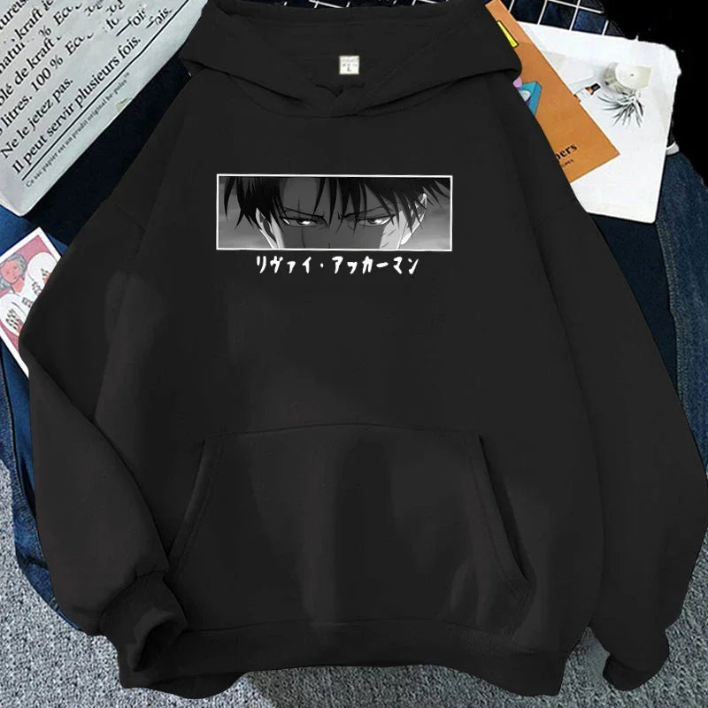 Attack On Titan: Hoodies Levi Ackerman Printed Tops Casual Harajuku Sweatshirts Loose Pullover