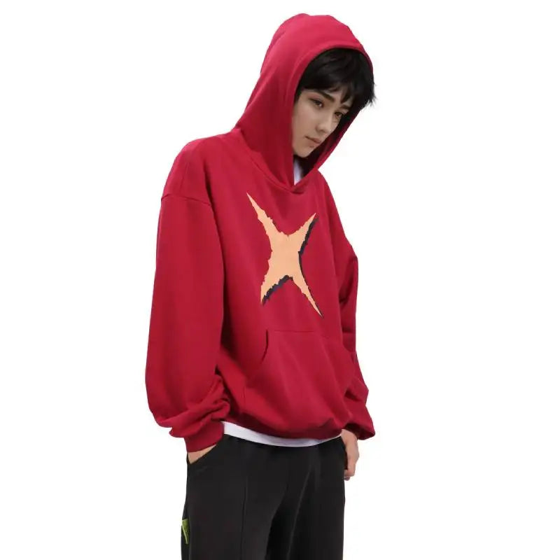 One Piece: DAZCOS Luffy Red Hoodie Polyester Luffy Printed Hoodie Cosplay Men Red Hoodie Pullover Costume with Pocket Daily Casual Wear