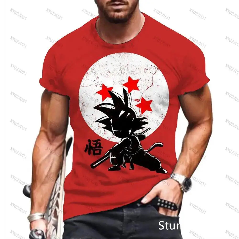 Dragon Ball: Men's 3D Printed Cartoon Tshirt Anime Z Tshirt Summer Harajuku Men Goku Clothes Super Saiya Short Sleeve T-shirt
