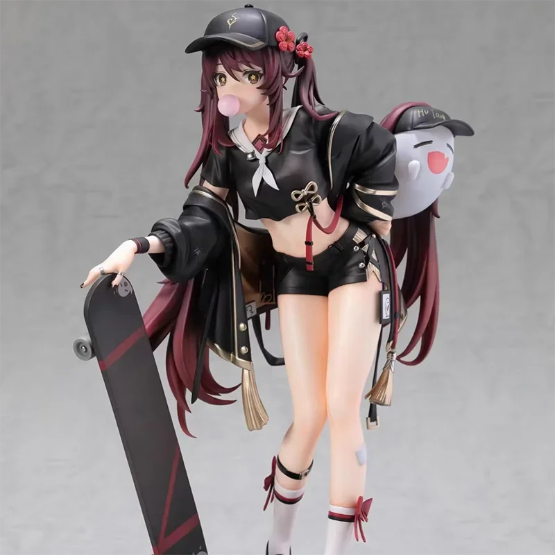 Genshin Impact:23cm Anime Figures Hu Tao Action Figures Skateboarding Trendy Clothes PVC Model Collection Toys Birthday Gifts