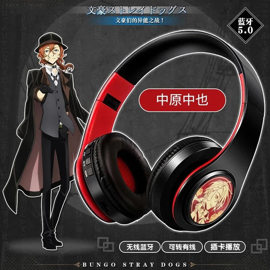 Bungo Stray Dogs: HEADPHONES game Dazai Osamu cosplay wireless Bluetooth headset Nakahara Chuya comfortable stereo foldable gaming headphone