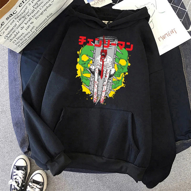 Chainsaw Man: Plus Size Sweatshirt Harajuku Long Sleeve Pullover Casual Streetwear Clothes Tops
