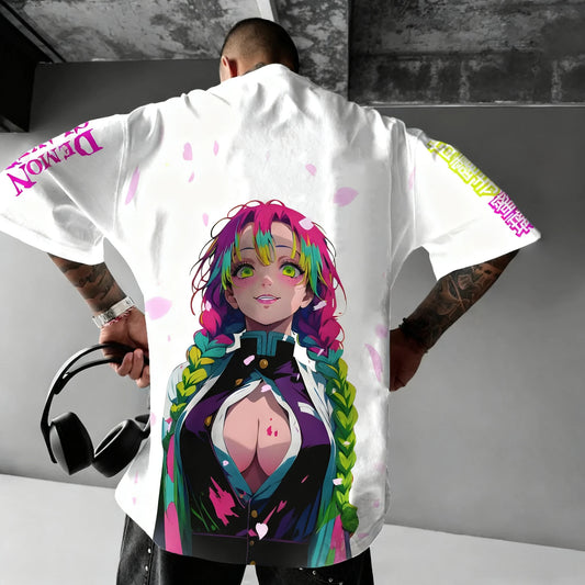 Demon Slayer: Anime Co Branded T-shirt Summer Men's and Women's New Large Harajuku Casual Loose Parent Child Short Sleeve Top