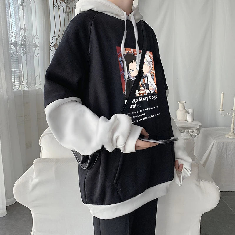 Bungo Stray Dogs: Nakajima Atsushi Hoodies Kawaii Appliques Patchwork Pullover