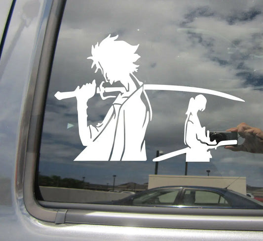 Samurai Champloo: Anime Car Sticker Auto Side Body Bumper Windshiel Hood Manga Sword Weapon Vehicle Decal Vinyl