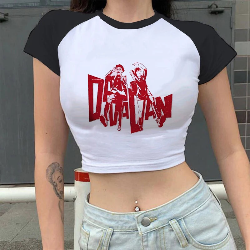 DanDaDan: T Shirt Vintage Washed T-shirts Streetwear Manga Ayase Momo Takakura Ken Crop Tops Tees Clothes