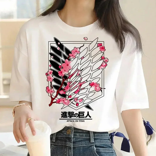 Attack on Titan: Graphic Print Harajuku T Shirt Casual Fashion Short Sleeve T-Shirt Women Graphic T Shirts