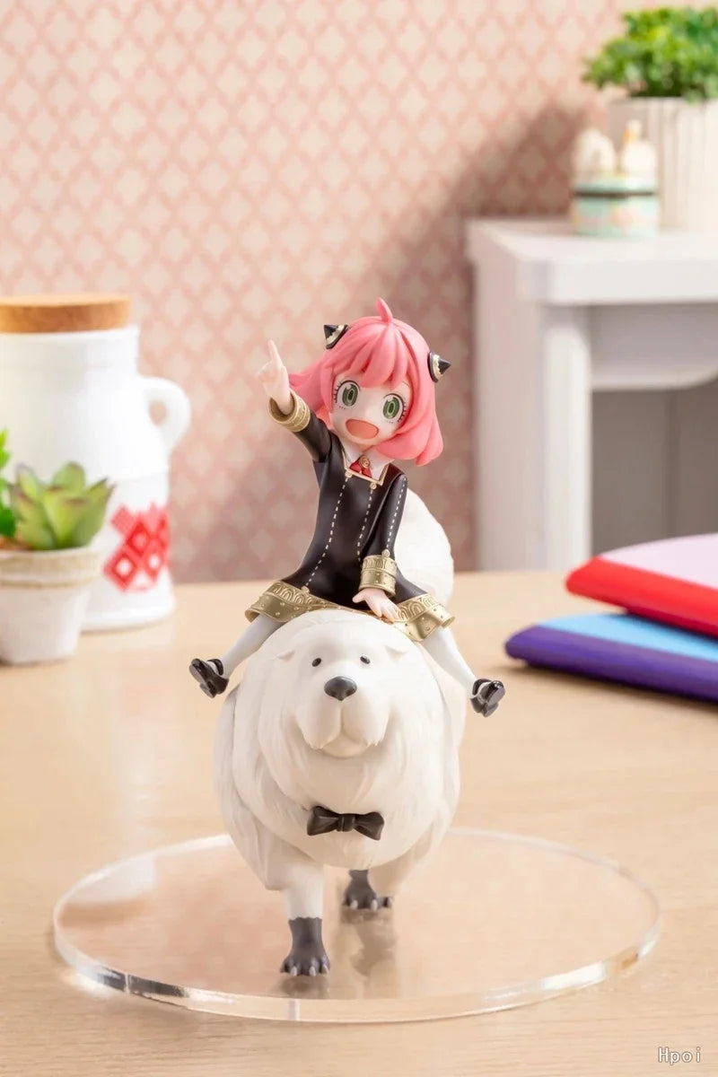 SPY x FAMILY: 14CM Anime Figure Anya Forger Cute PVC Action Model Riding Dog Bond Collectible Gift
