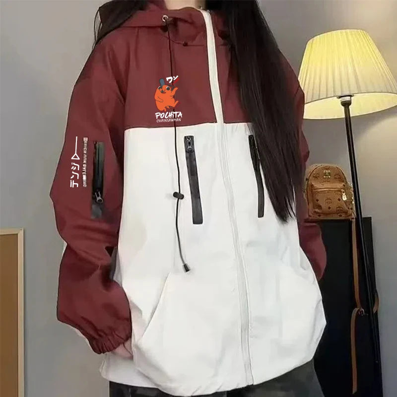 Chainsaw Man: Long Sleeve Jacket Unisex Coat Hoodie Zipper Fashion Cool Hooded Sweatshirt Top Cosplay Costume