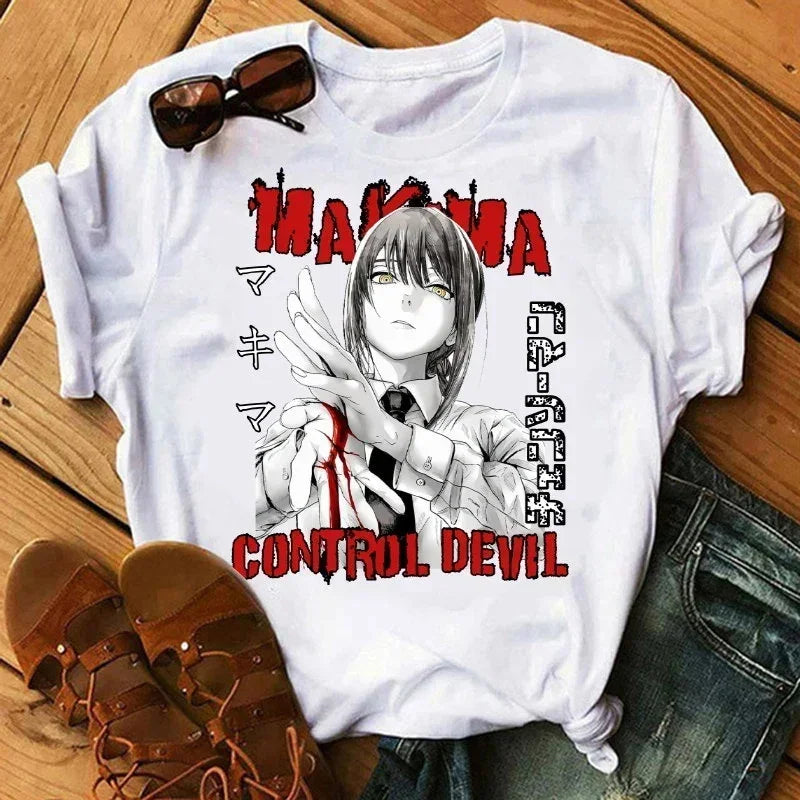 Chainsaw Man: Graphic Print T Shirt Men Women Fashion Casual Crew Neck Short Sleeve Unisex T Shirt