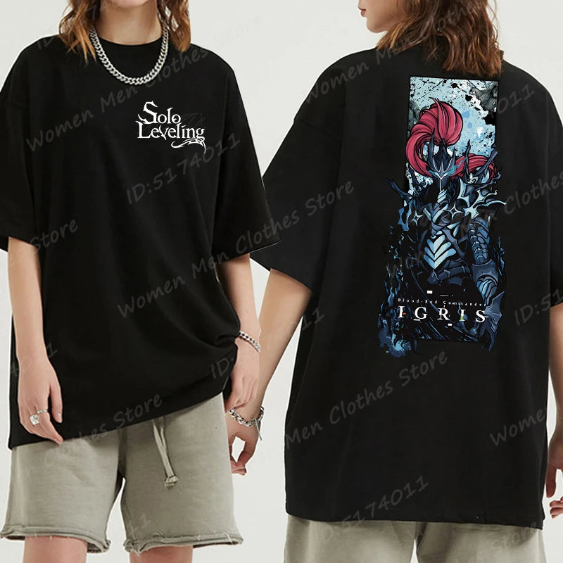 Solo Leveling: Sung Jin Woo T-shirts For Men/Women Summer Short Sleeve Cotton Oversized T-shirt Anime Lover Gift Tshirt Top