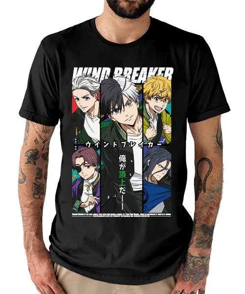 Wind Breaker:T-shirt For Anime Acción y Pandillas