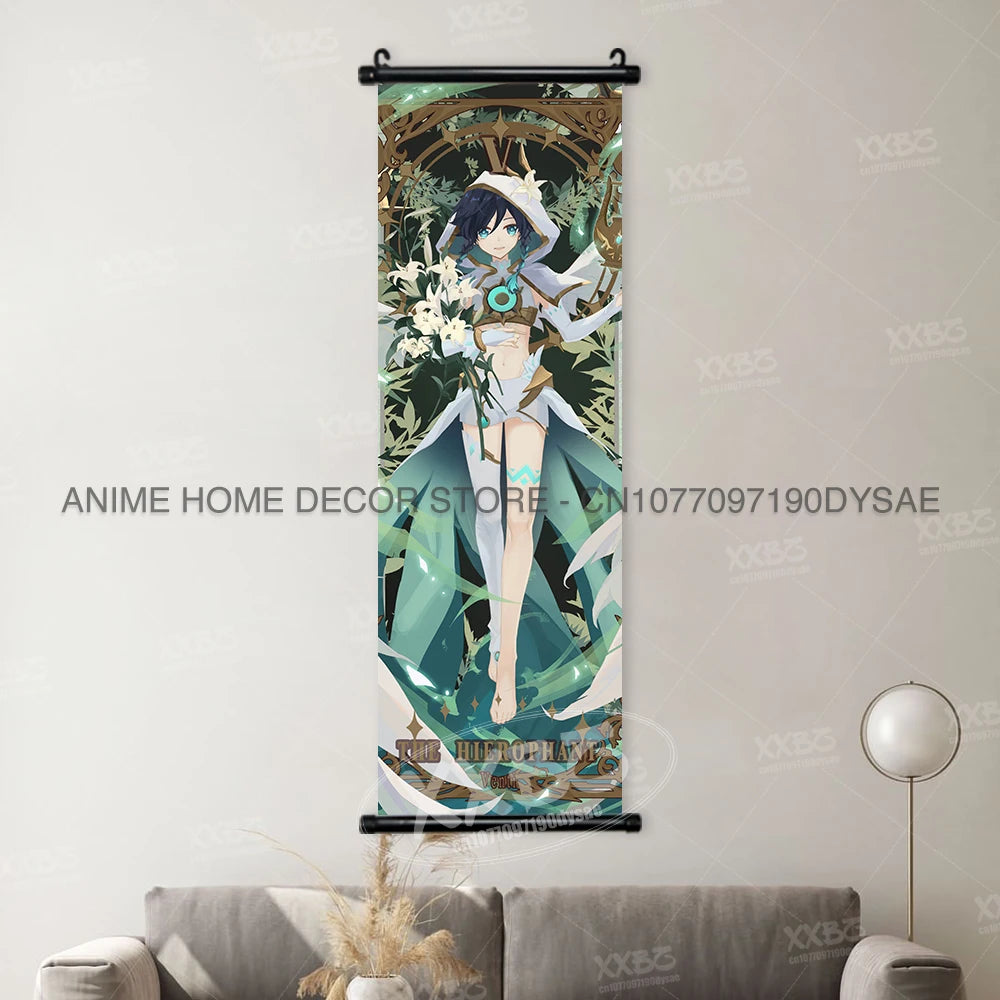Genshin Impact: Posters Kamizato Ayaka Home Decor Klee Decorative Painting Barbara Scrolls Picture Arataki Itto Wall Artwork Sayu