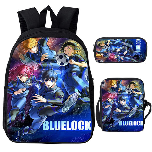 Blue Lock: Isagi Yoichi Backpack Shoulder Bag Pencil Case 3Pcs Set Waterproof Boys Girls Students School Bags Child Bookbag