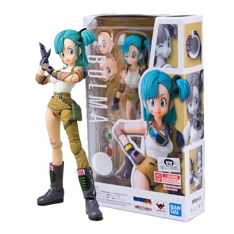 Dragon Ball: 13.5cm AnimeFigures Bulma Goku Action Figure Movable PVC Collection Doll SHF Childhood Son Goku Figurine Model Toys