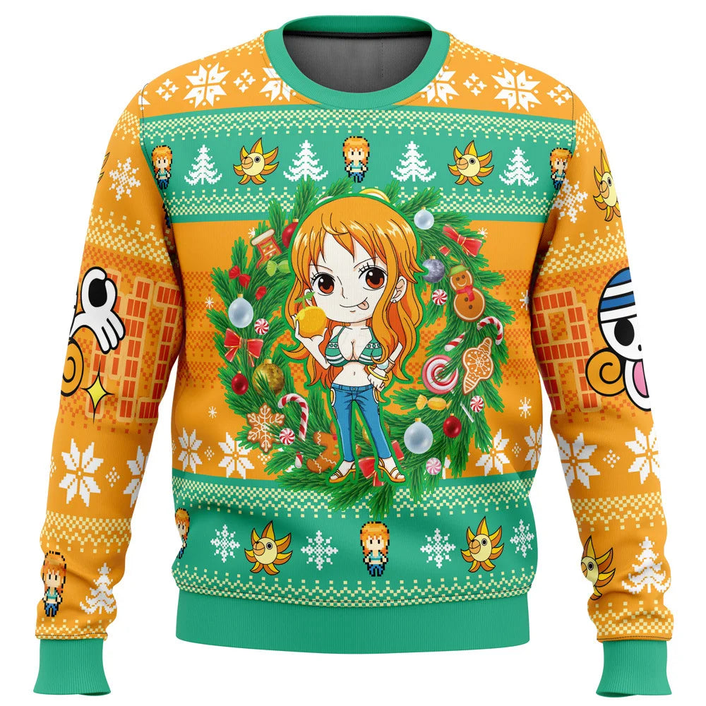 One Piece: Luffy Christmas One Piece Ugly Christmas Sweatshirt Cartoon Japan Anime Men Women Pullover Kawaii Tops Couple Hoodie